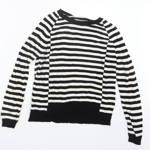 Marks and Spencer Womens Black Striped Knit Pullover Jumper Size 14
