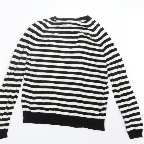 Marks and Spencer Womens Black Striped Knit Pullover Jumper Size 14