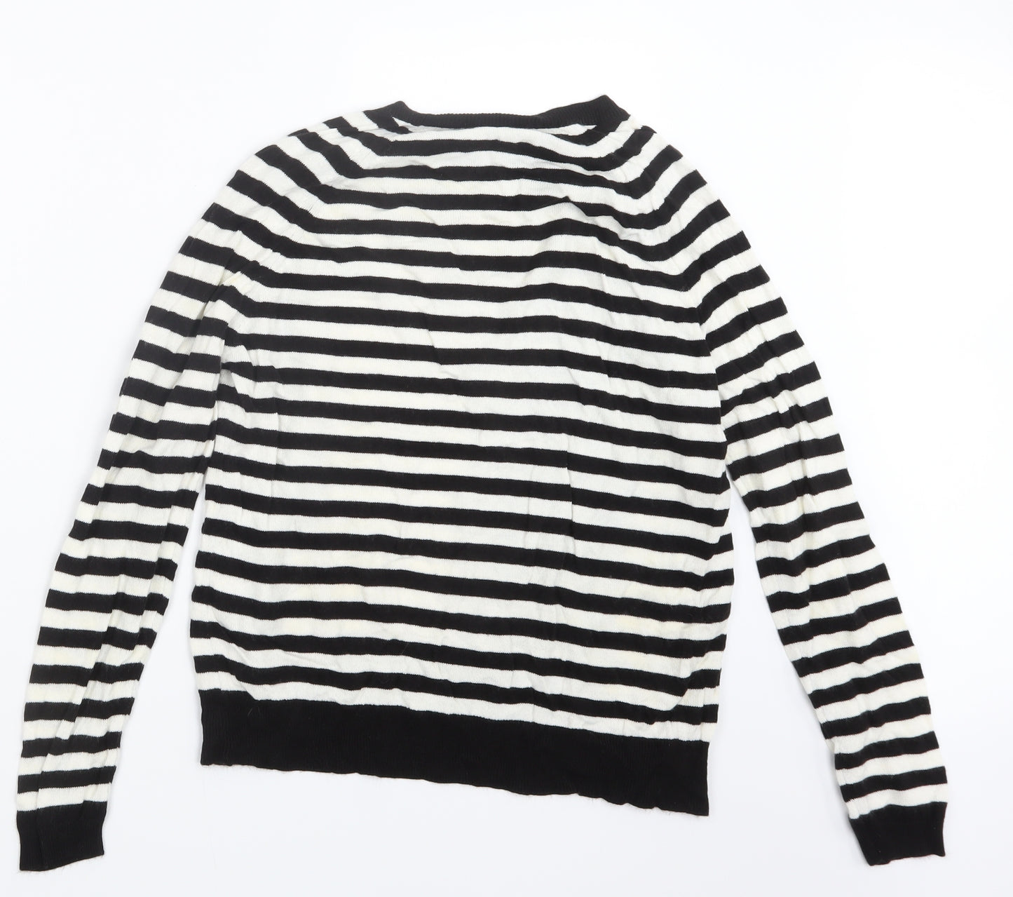 Marks and Spencer Womens Black Striped Knit Pullover Jumper Size 14