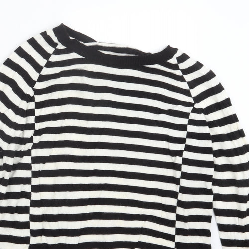 Marks and Spencer Womens Black Striped Knit Pullover Jumper Size 14