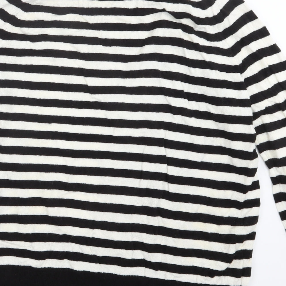 Marks and Spencer Womens Black Striped Knit Pullover Jumper Size 14