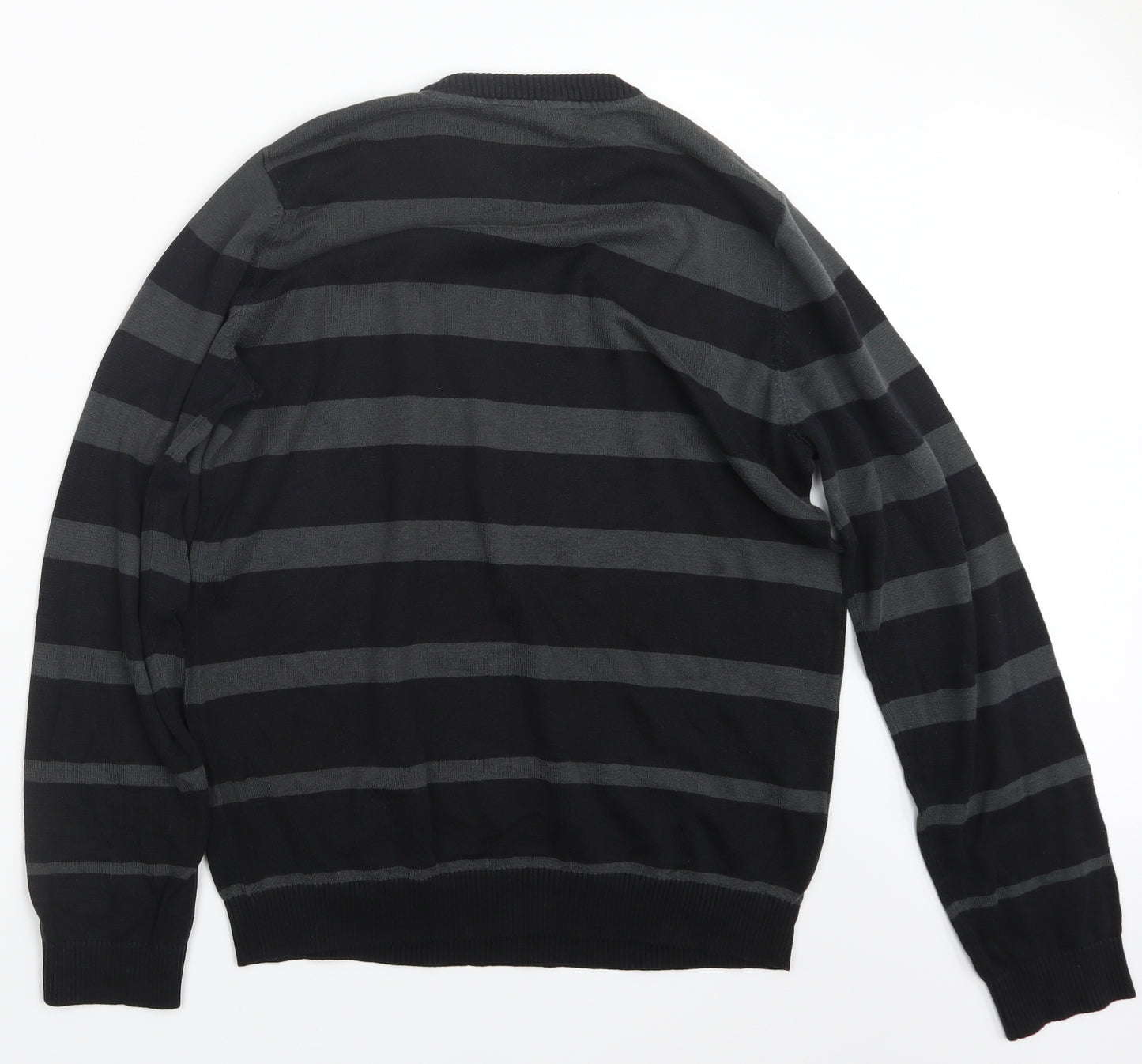 Jules Mens Black Striped Knit Pullover Jumper Size XL