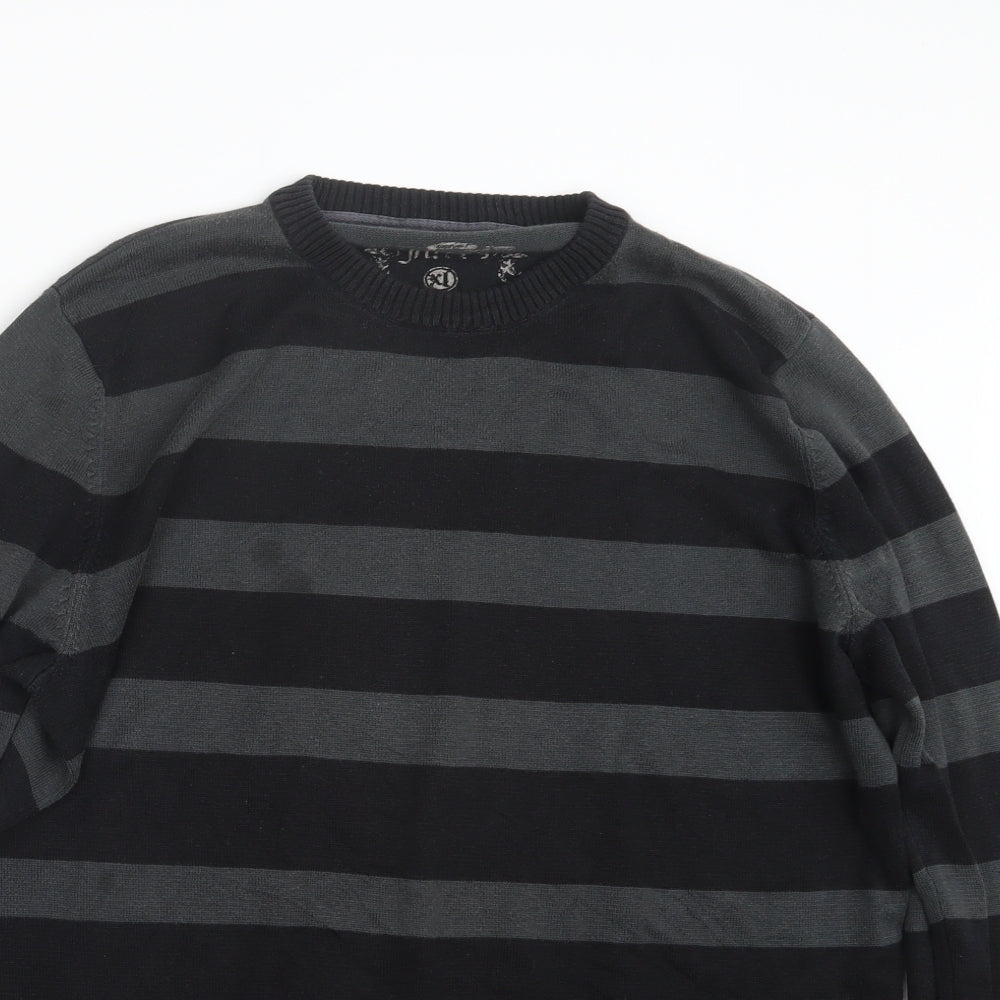 Jules Mens Black Striped Knit Pullover Jumper Size XL