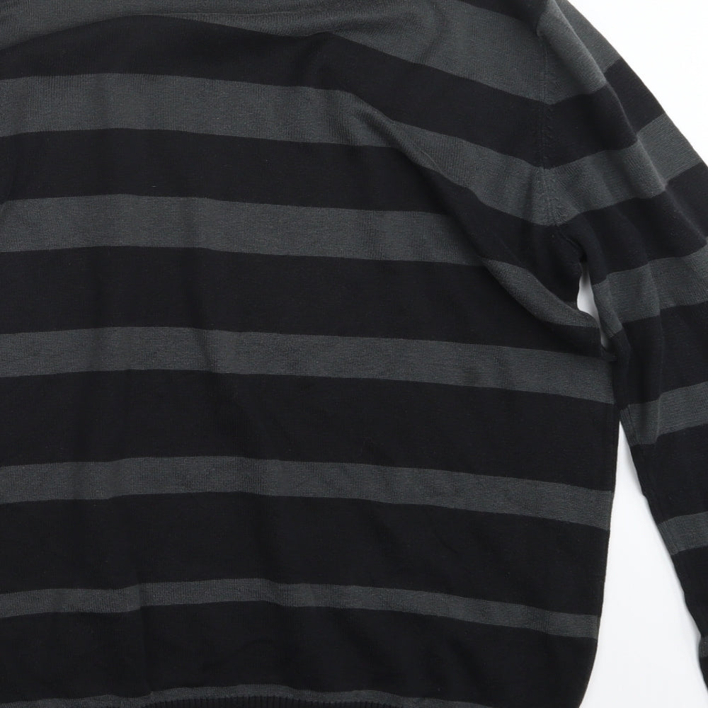 Jules Mens Black Striped Knit Pullover Jumper Size XL