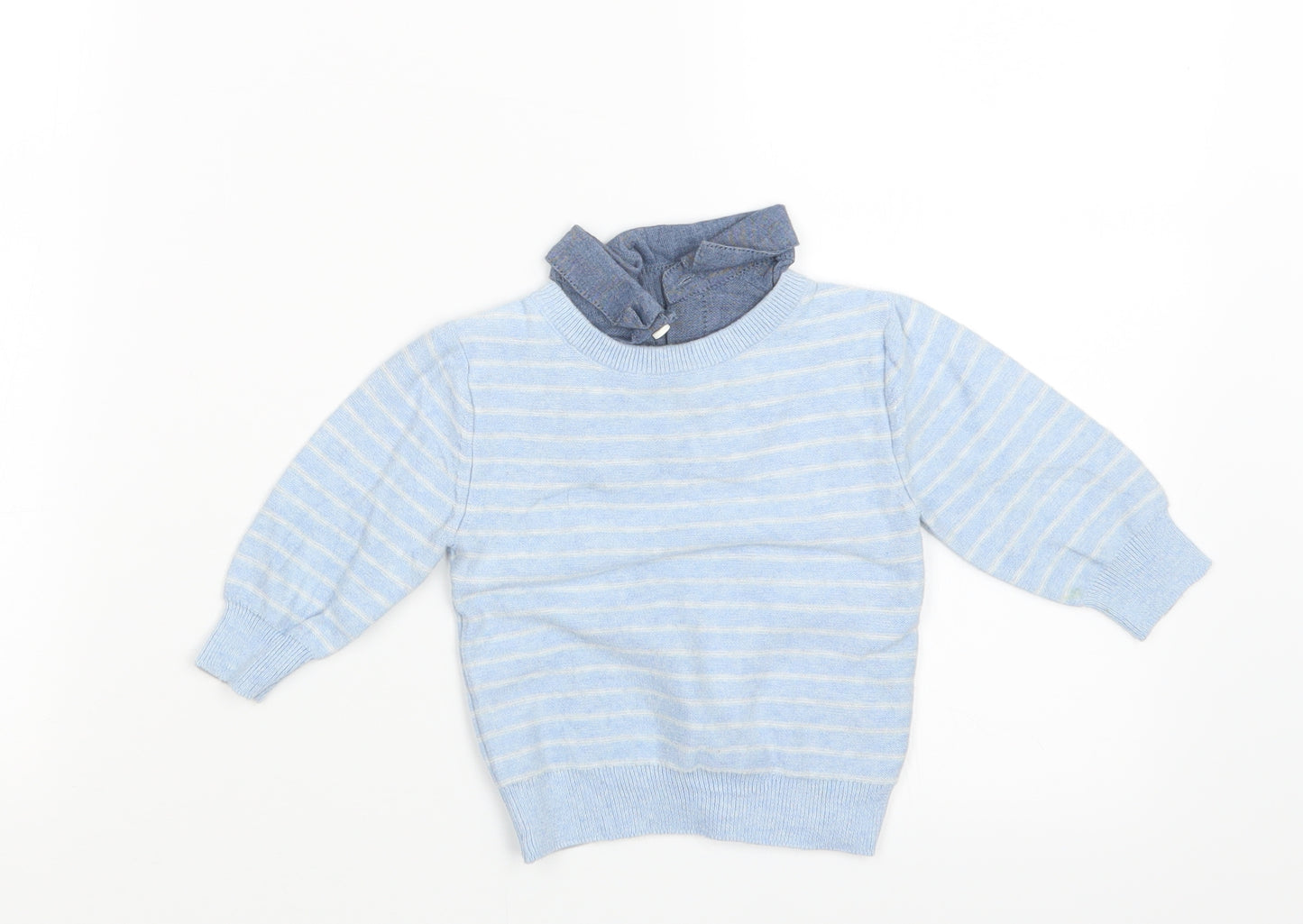 NEXT Boys Blue Striped Knit Pullover Jumper Size 6-9 Months
