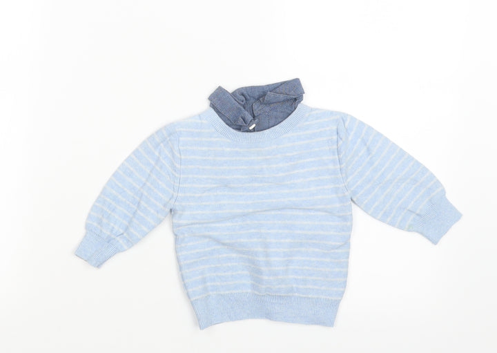 NEXT Boys Blue Striped Knit Pullover Jumper Size 6-9 Months