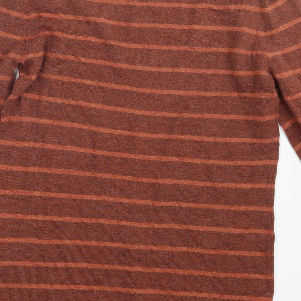 Tommy Hilfiger Womens Brown Striped Knit Pullover Jumper Size S