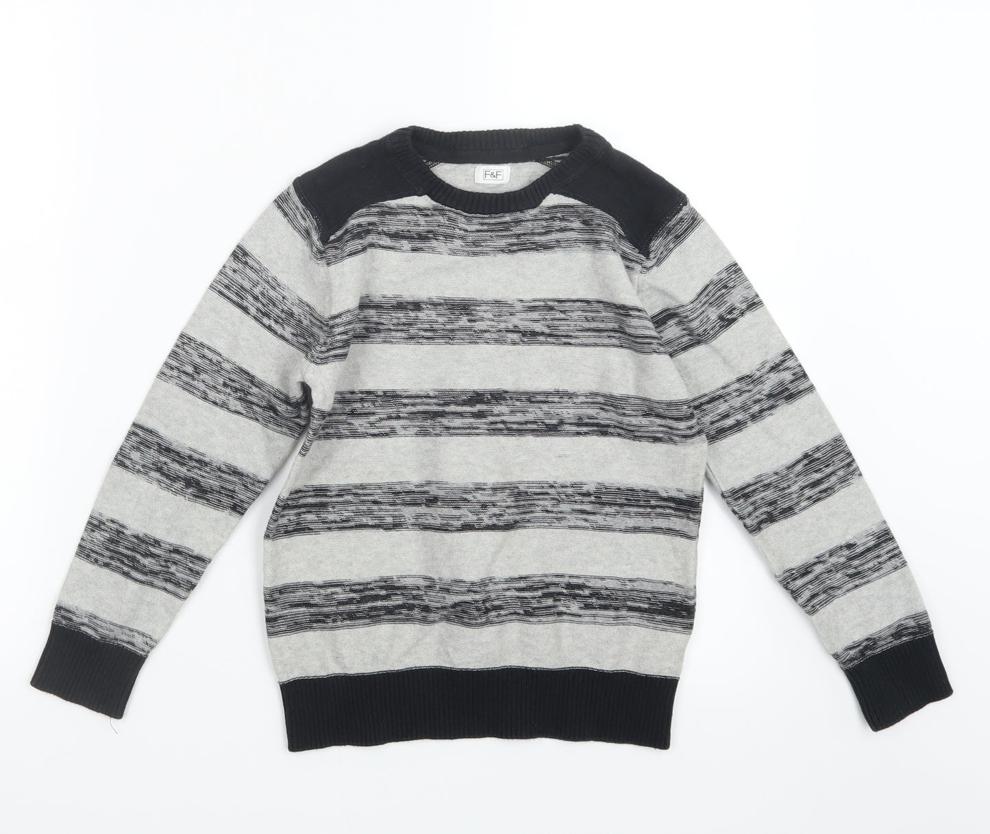 F&F Boys Grey  Knit Pullover Jumper Size 8-9 Years