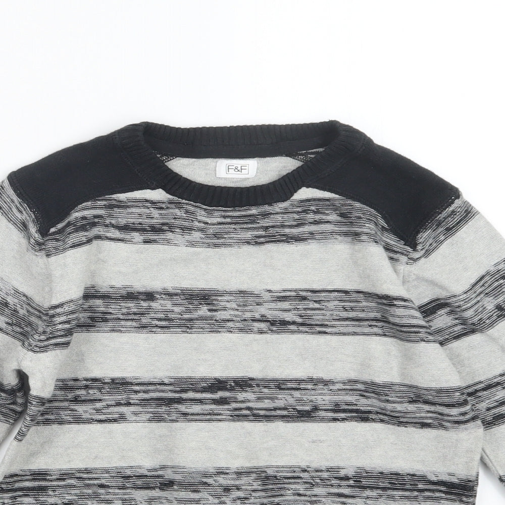 F&F Boys Grey  Knit Pullover Jumper Size 8-9 Years