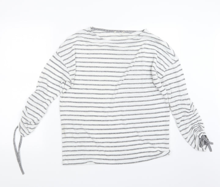TU Womens Grey Striped Knit Pullover Jumper Size 12