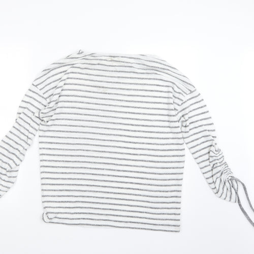 TU Womens Grey Striped Knit Pullover Jumper Size 12