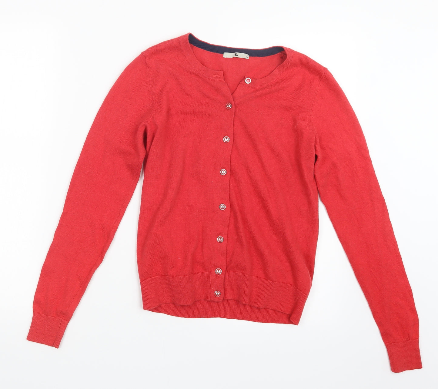 TU Womens Red  Knit Cardigan Jumper Size 10