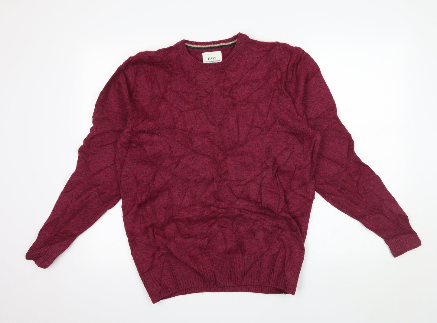 Easy Mens Purple  Knit Pullover Jumper Size M