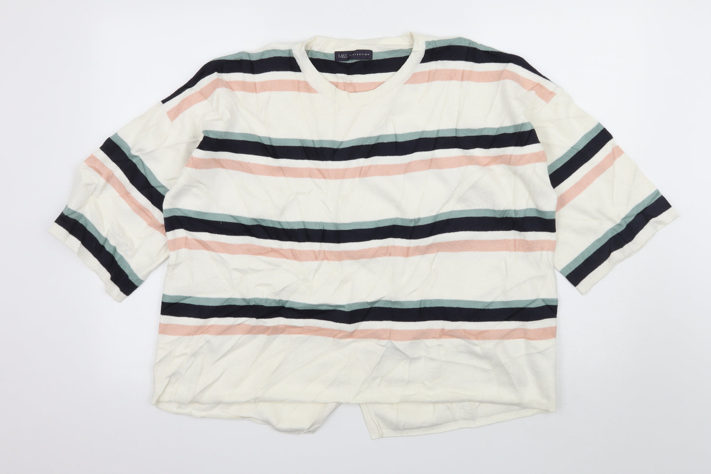 Marks and Spencer Womens Ivory Striped Knit Pullover Jumper Size L