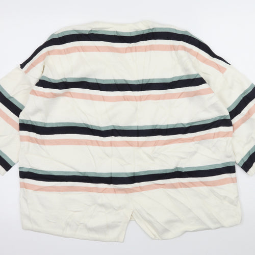 Marks and Spencer Womens Ivory Striped Knit Pullover Jumper Size L