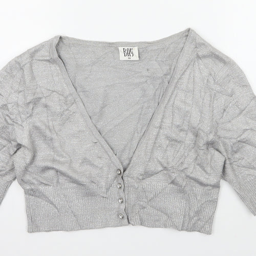Bay Womens Grey  Knit Cardigan Jumper Size 14