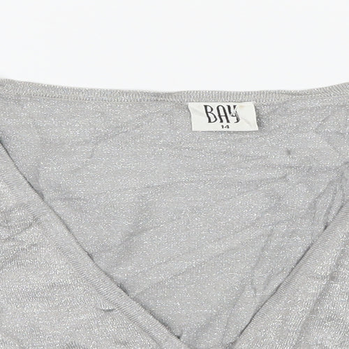 Bay Womens Grey  Knit Cardigan Jumper Size 14