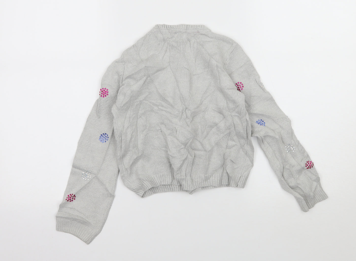 Strawberry Faire Girls Grey Geometric Knit Cardigan Jumper Size 5-6 Years