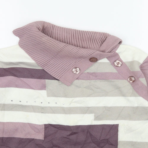 Damart Womens Purple Striped Knit Pullover Jumper Size 14