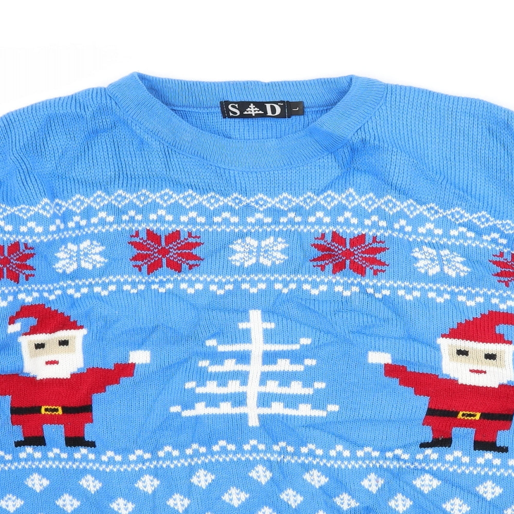 SD Mens Blue  Knit Pullover Jumper Size L  - Santa