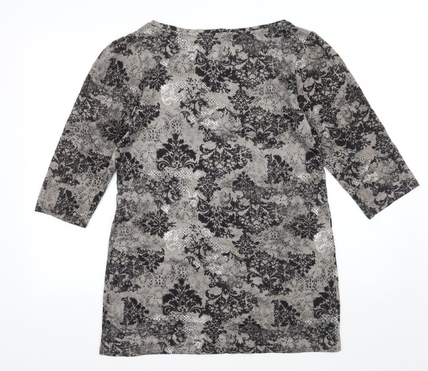 F&F Womens Grey Geometric Knit Basic T-Shirt Size 18