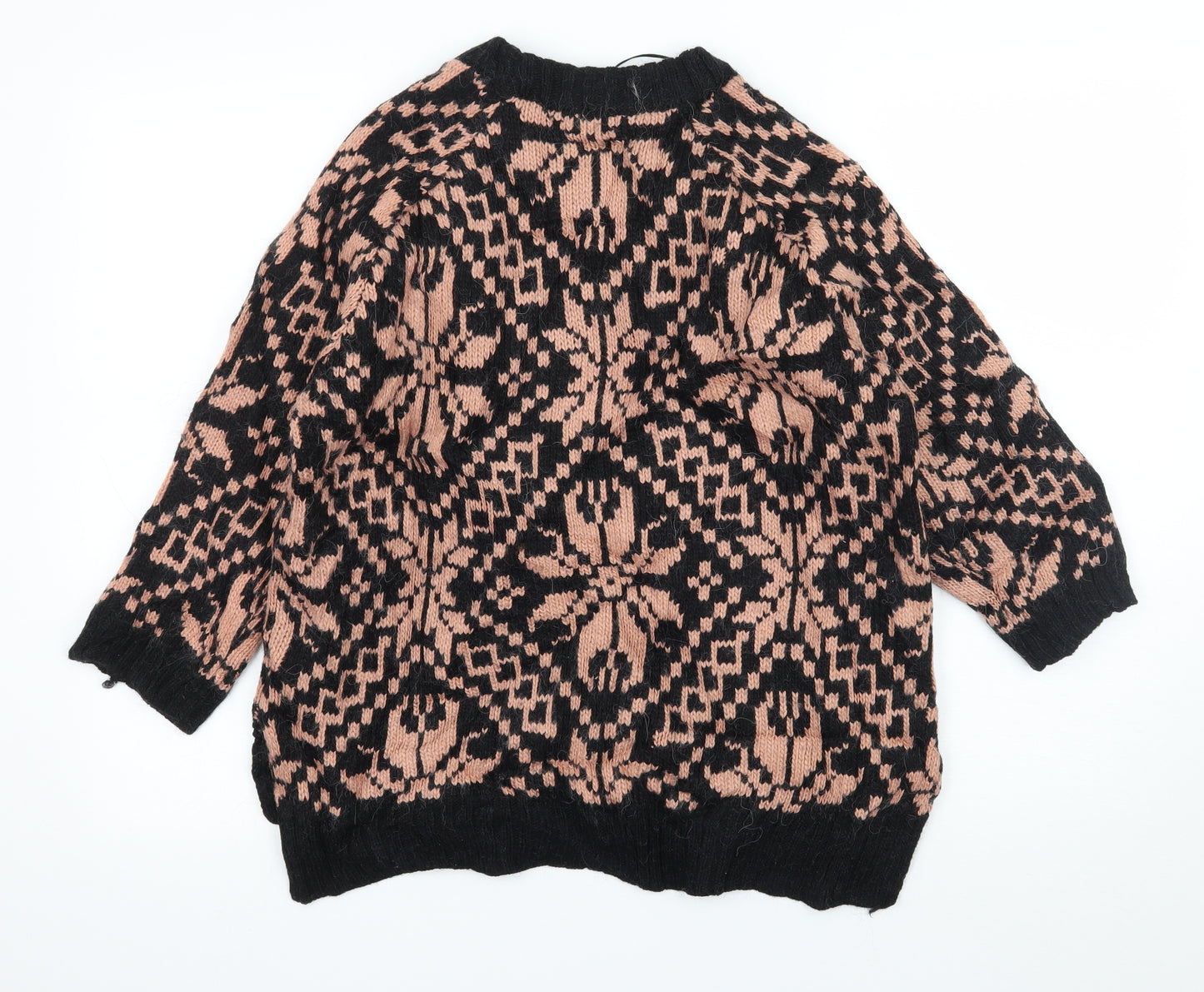 H&M Womens Black Geometric Knit Pullover Jumper Size M