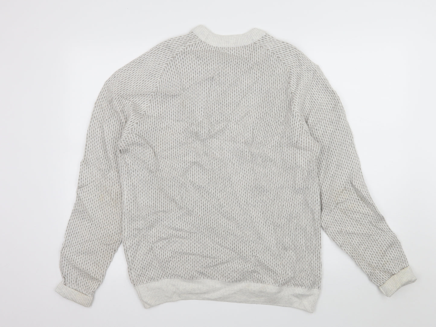 NEXT Mens Ivory Striped Knit Pullover Jumper Size L