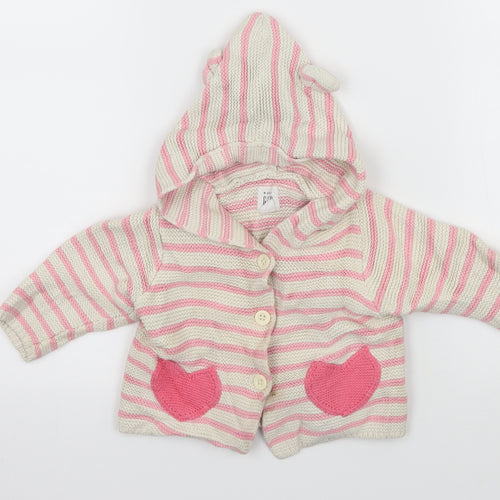 Gap Girls Ivory Striped Knit Cardigan Jumper Size 3-6 Months