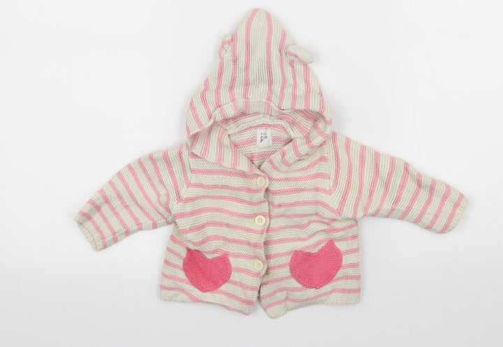 Gap Girls Ivory Striped Knit Cardigan Jumper Size 3-6 Months