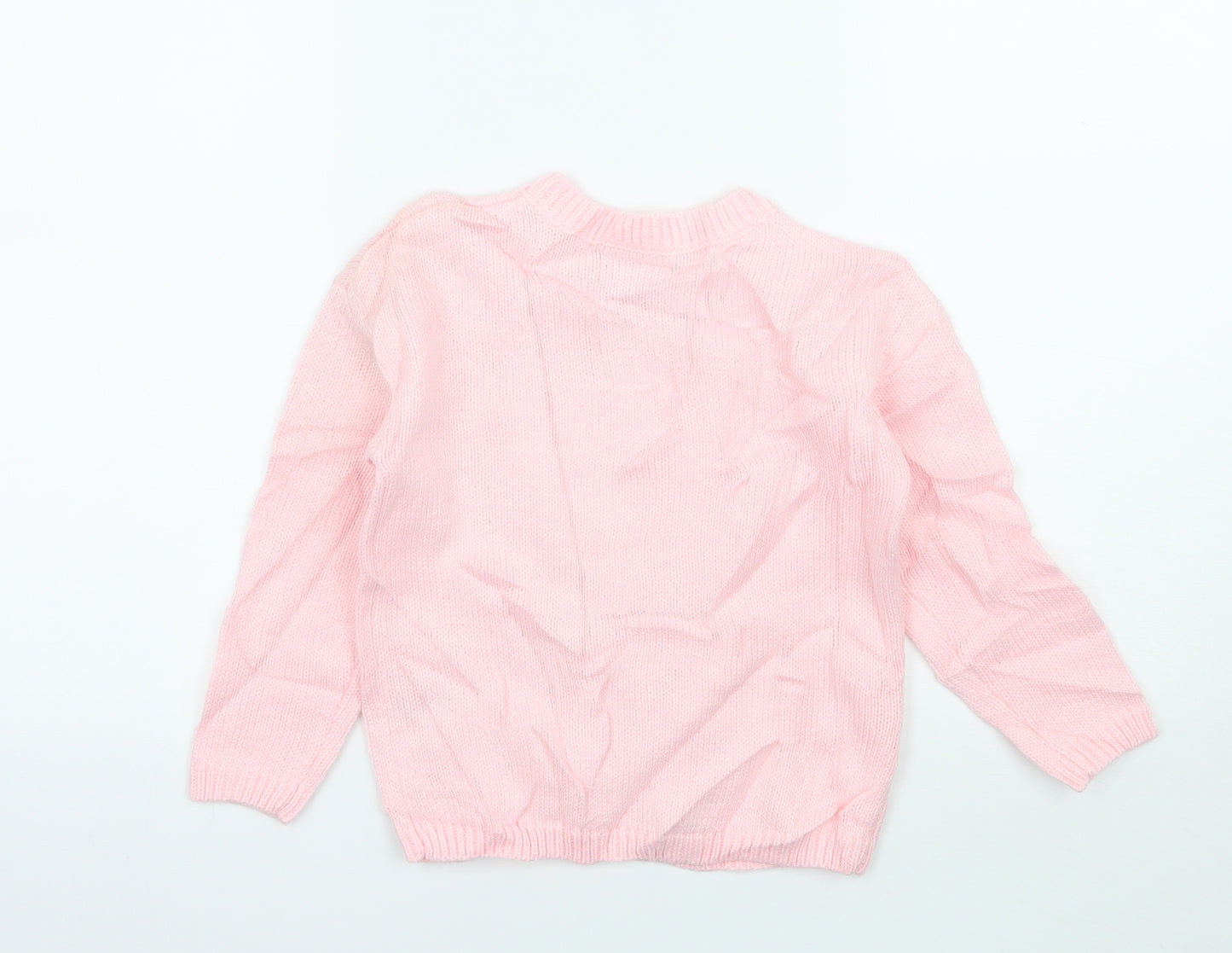 Matalan Girls Pink  Knit Pullover Jumper Size 6 Years  - Love heart