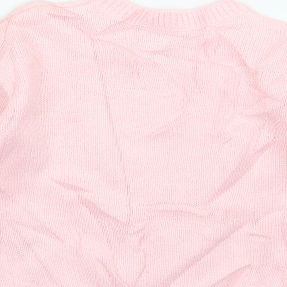 Matalan Girls Pink  Knit Pullover Jumper Size 6 Years  - Love heart