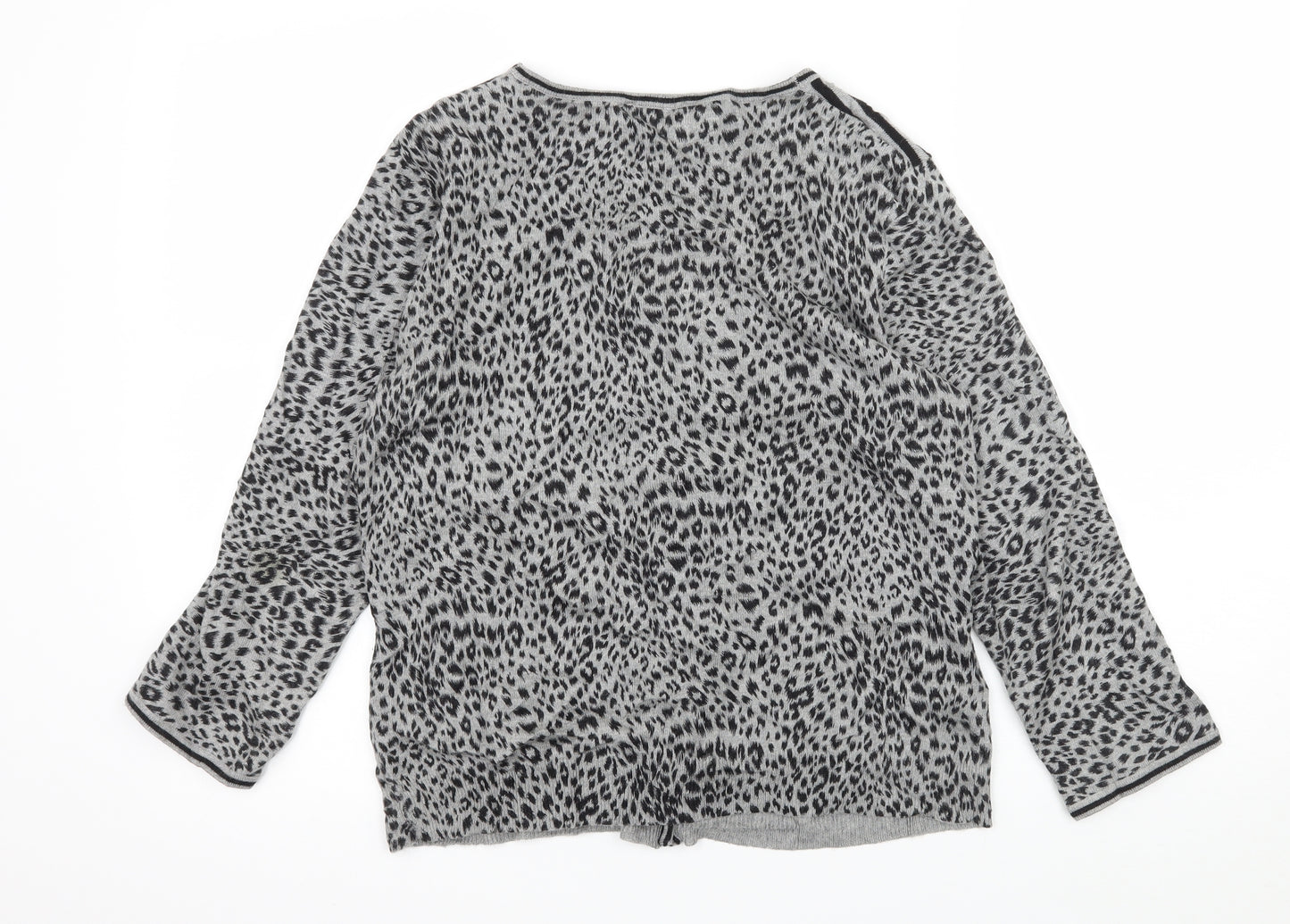 CC Womens Grey Animal Print Knit Cardigan Jumper Size M