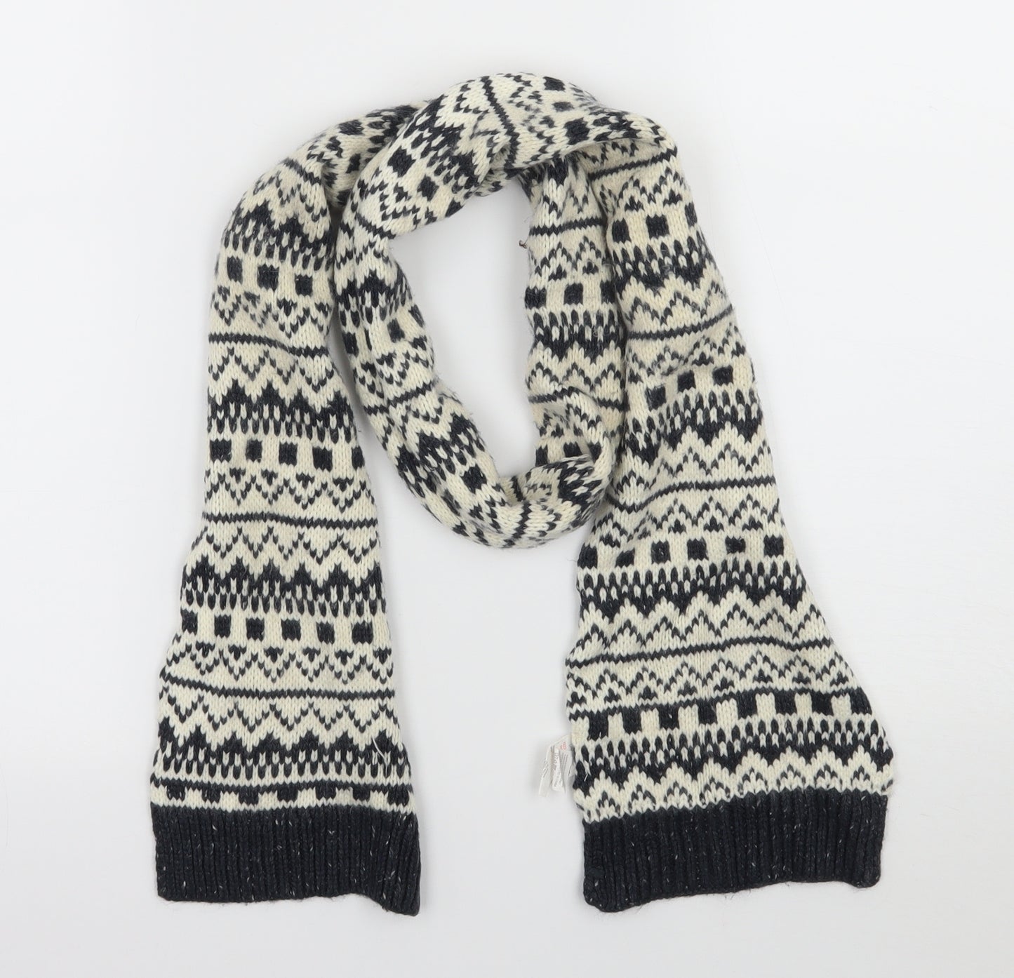 Preworn Womens Ivory Geometric Knit  Scarf