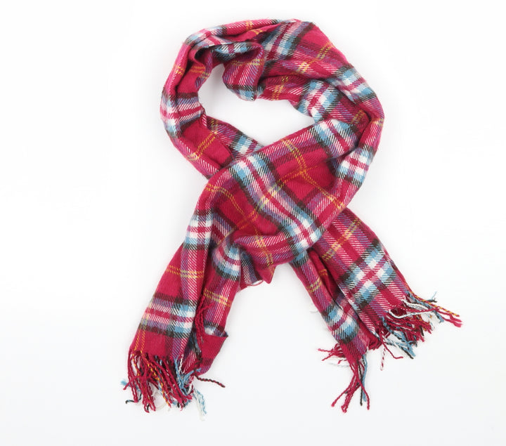 Preworn Womens Pink Plaid Knit  Scarf