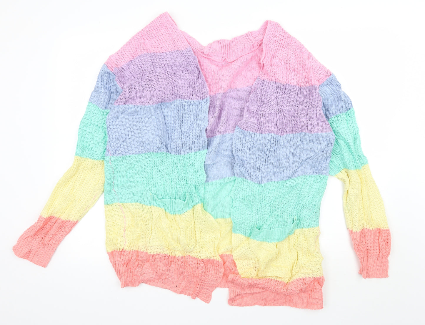 Preworn Womens Multicoloured Striped Knit Cardigan Jumper Size M
