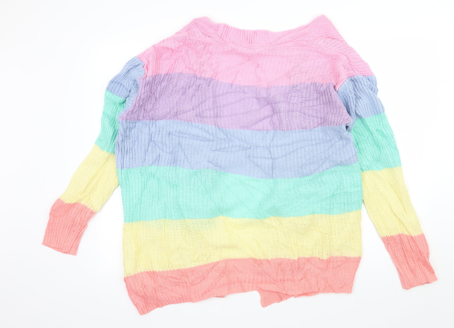 Preworn Womens Multicoloured Striped Knit Cardigan Jumper Size M