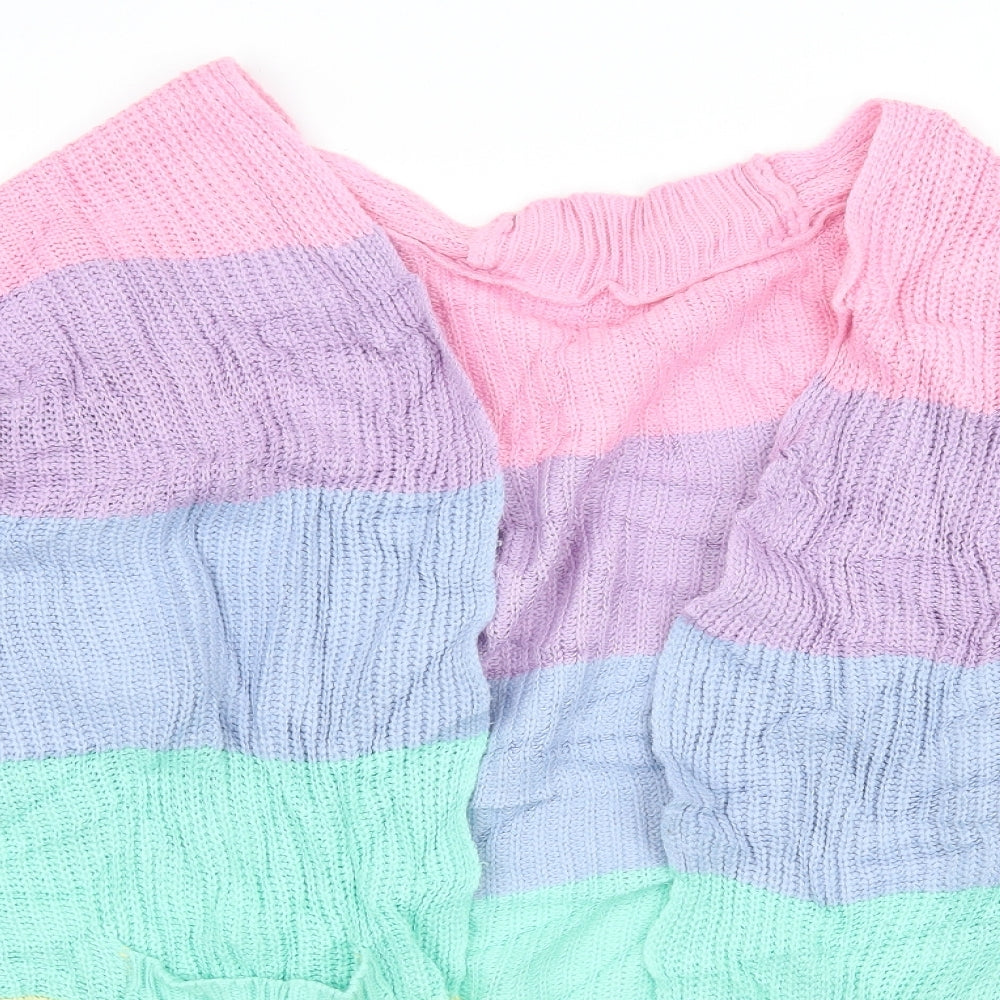 Preworn Womens Multicoloured Striped Knit Cardigan Jumper Size M