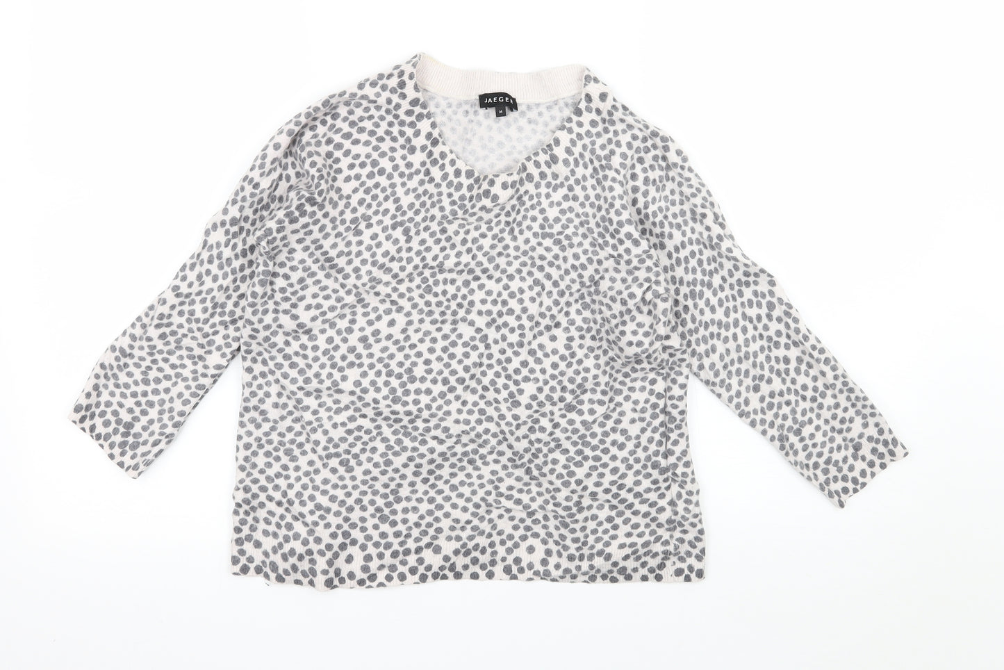 Jager Womens Ivory Polka Dot Knit Pullover Jumper Size M