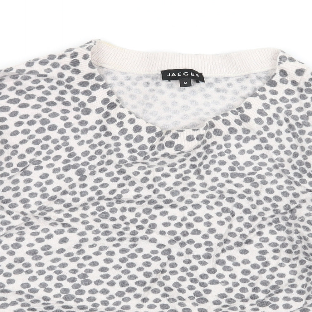 Jager Womens Ivory Polka Dot Knit Pullover Jumper Size M
