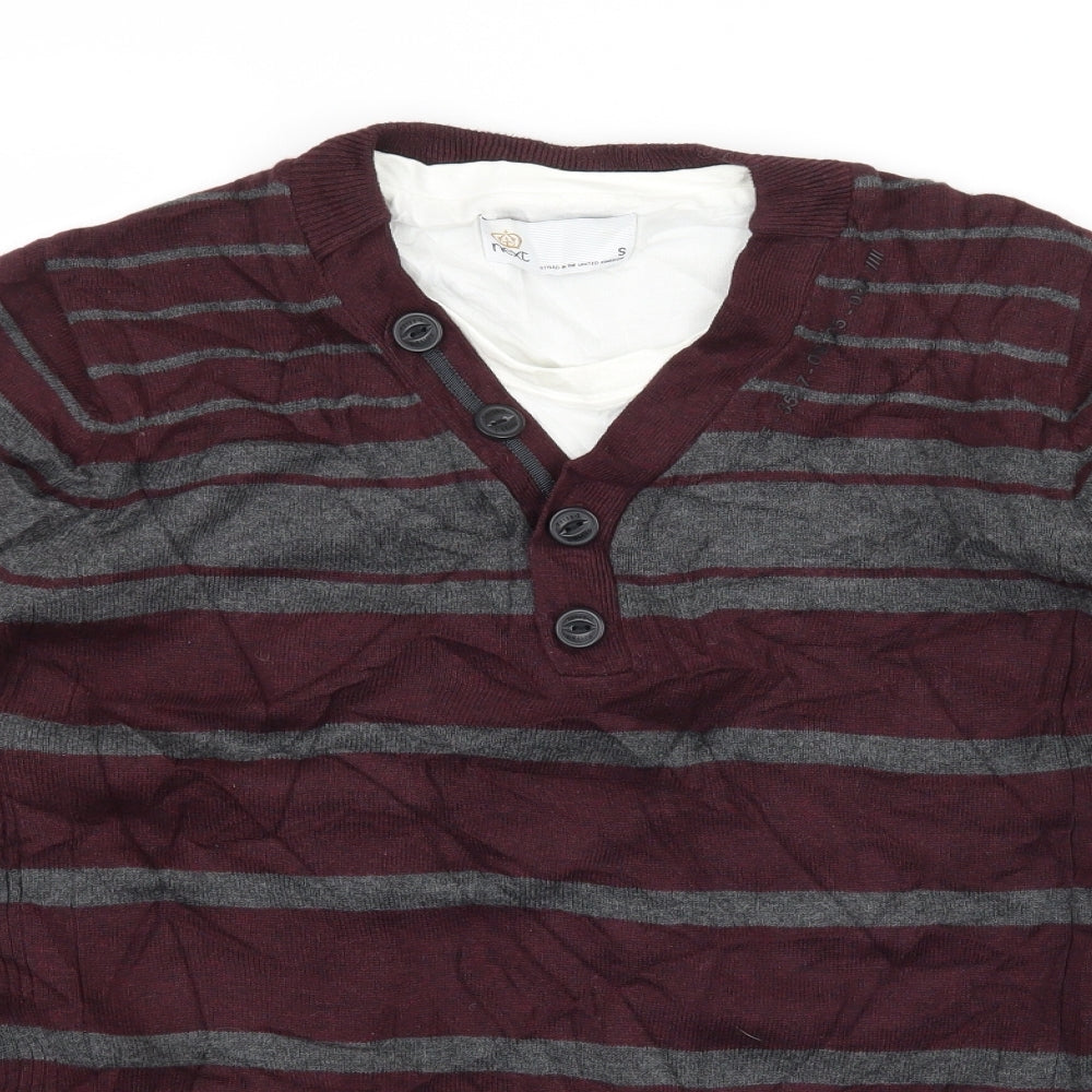 NEXT Mens Purple Striped Knit Pullover Jumper Size S