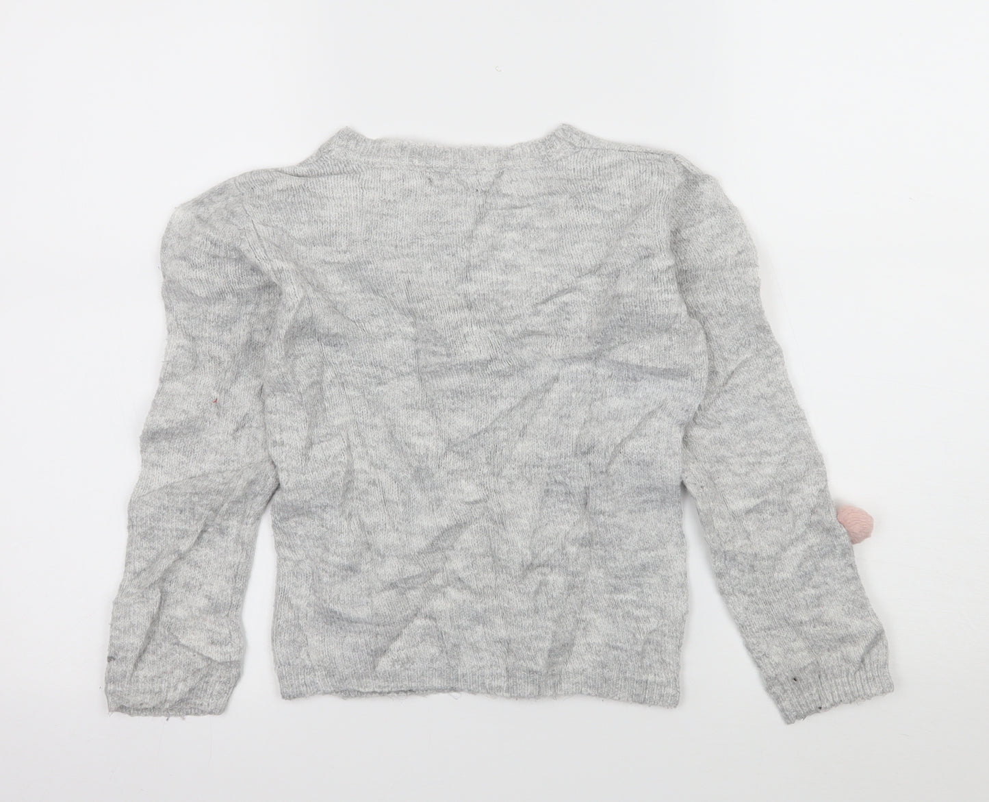 Primakr Girls Grey Polka Dot Knit Pullover Jumper Size 7-8 Years