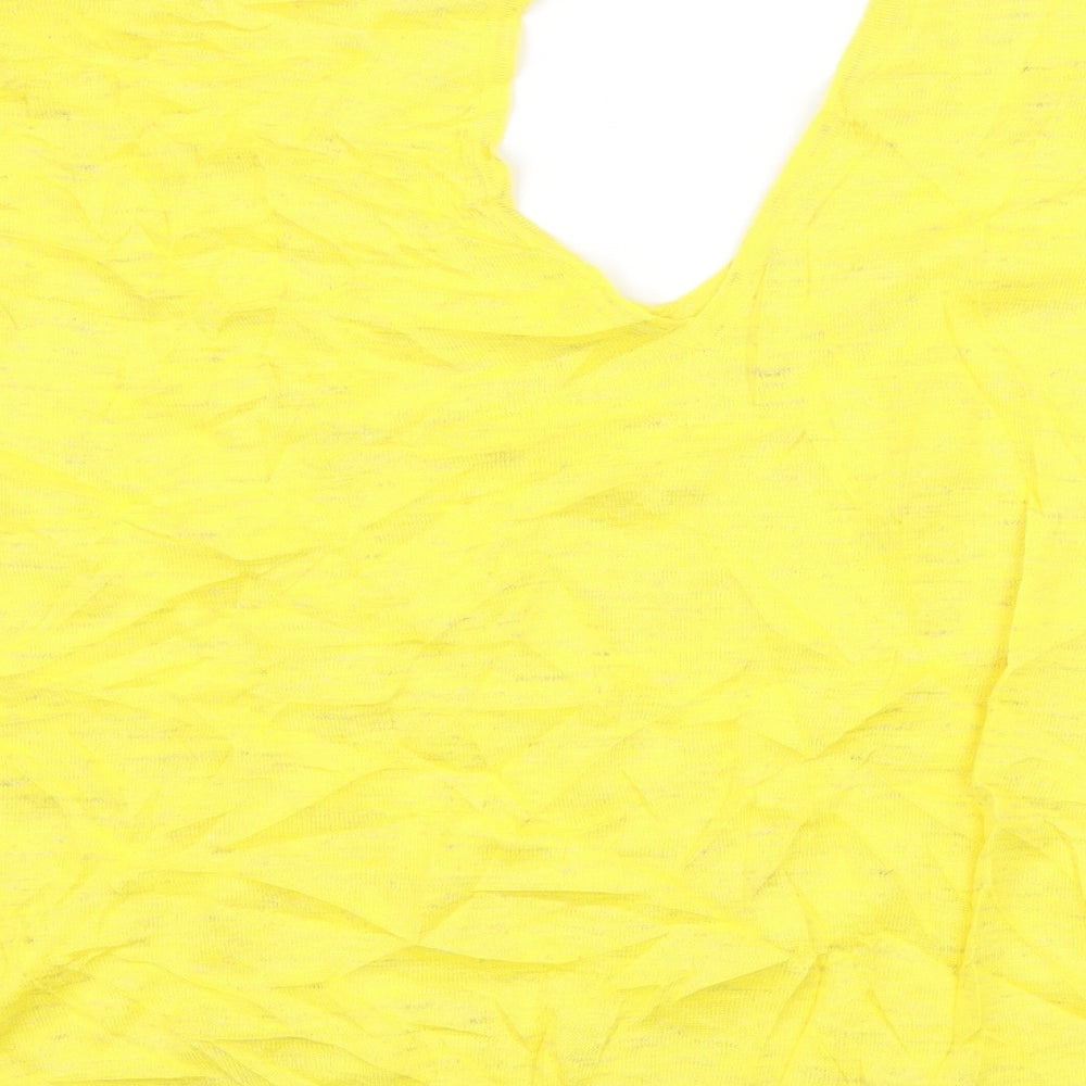River Island Womens Yellow  Knit Basic T-Shirt Size 12  - Cut out back
