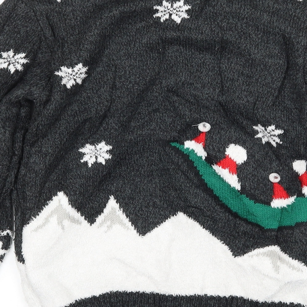 George Boys Green Geometric Knit Pullover Jumper Size 7-8 Years  - Christmas T-rex