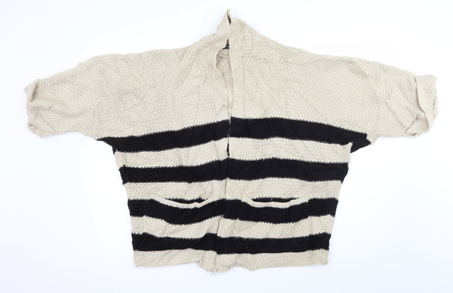 Atmosphere Womens Beige Striped Knit Cardigan Jumper Size 12