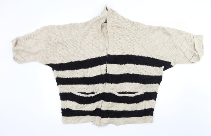 Atmosphere Womens Beige Striped Knit Cardigan Jumper Size 12