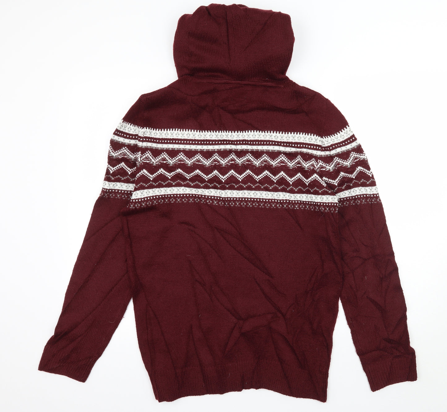 River Island Mens Red  Knit Pullover Hoodie Size M