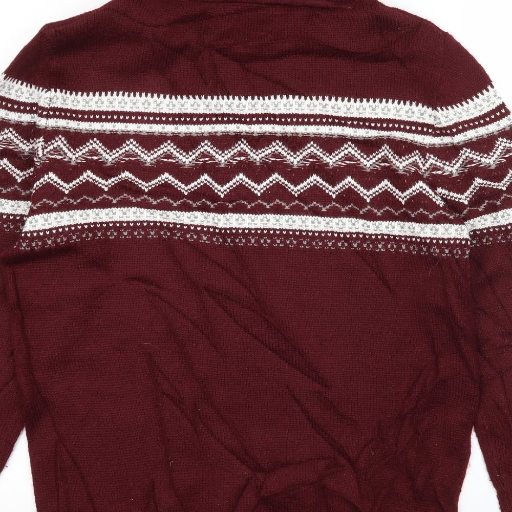 River Island Mens Red  Knit Pullover Hoodie Size M