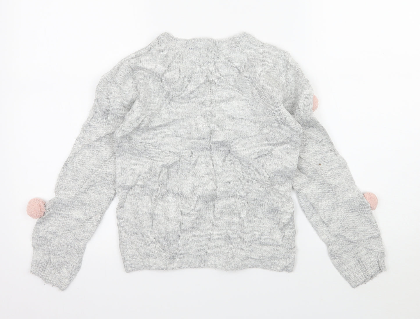 Primark Girls Grey Polka Dot Knit Pullover Jumper Size 7-8 Years
