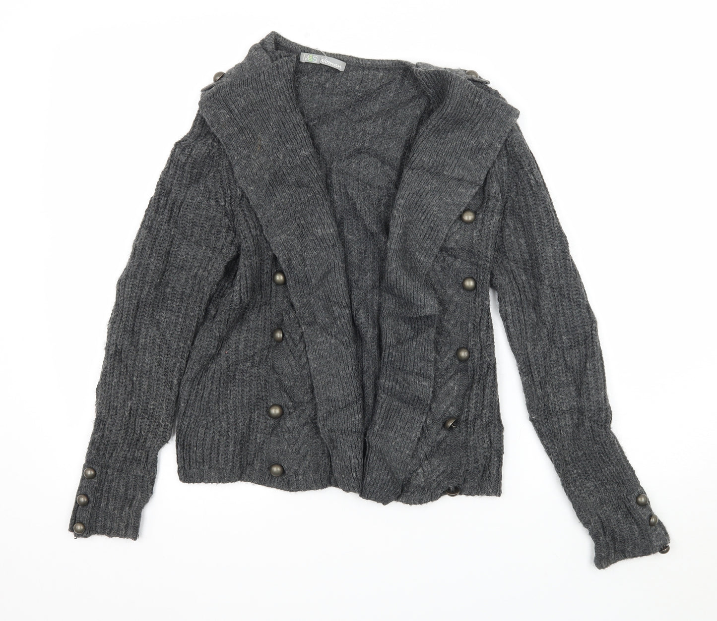 Marks and Spencer Womens Grey  Knit Cardigan Jumper Size 8