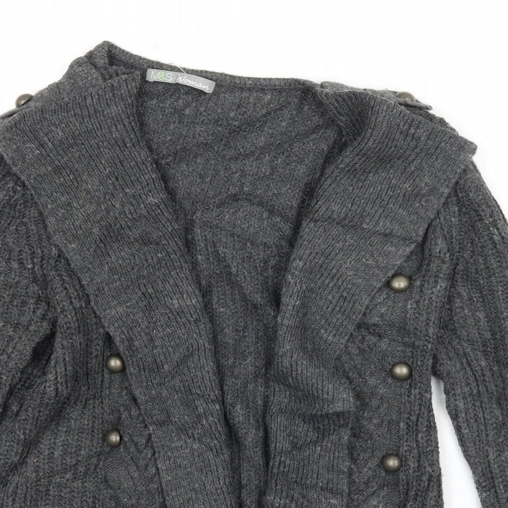 Marks and Spencer Womens Grey  Knit Cardigan Jumper Size 8